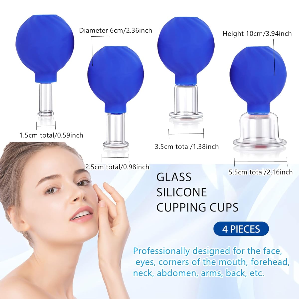 4 Cups Anticellulite Medical Glass Facial & Body Vacuum Therapy