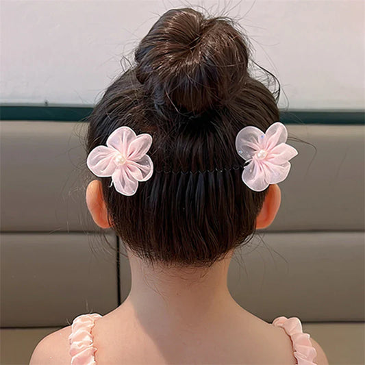 GIRLS FLOWER BOW HAIR COMB (PACK OF 4)