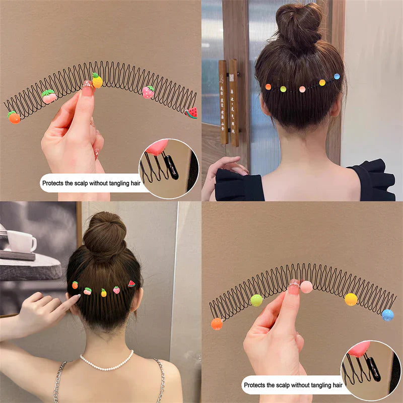 GIRLS FLOWER BOW HAIR COMB (PACK OF 4)