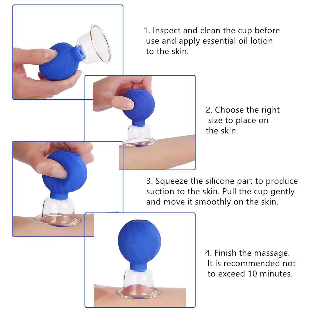 4 Cups Anticellulite Medical Glass Facial & Body Vacuum Therapy