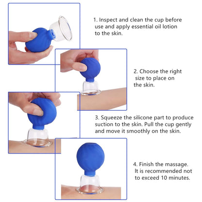4 Cups Anticellulite Medical Glass Facial & Body Vacuum Therapy
