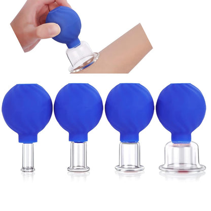 4 Cups Anticellulite Medical Glass Facial & Body Vacuum Therapy