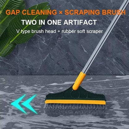 2 in 1 Bathroom Long Handle Brush Toilet Bath Cleaning Tools Hard-bristled