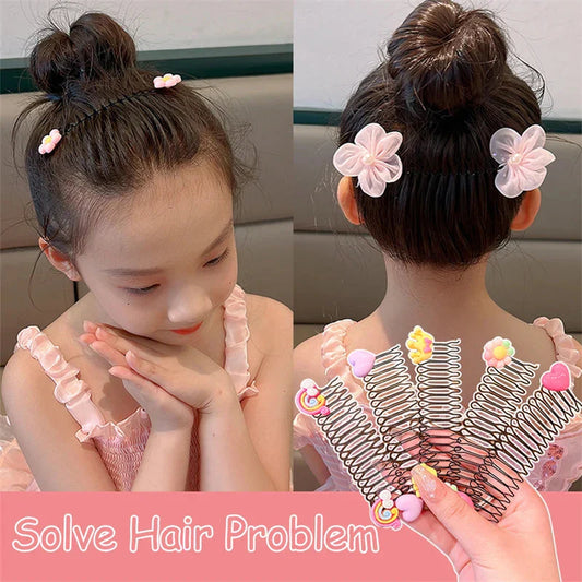 GIRLS FLOWER BOW HAIR COMB (PACK OF 4)