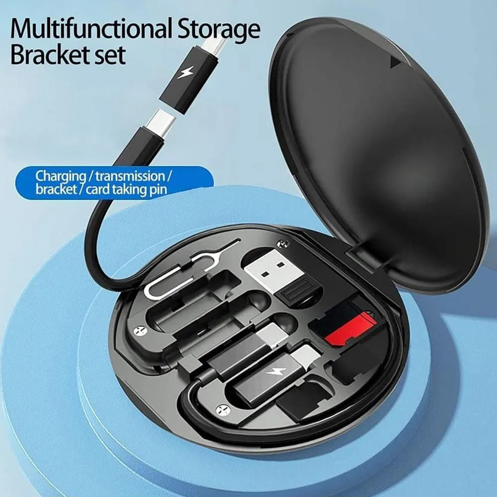 Multifunctional Fast Charging Data Cable Set – (7-in-1 Charger, SIM Tool & Holder)