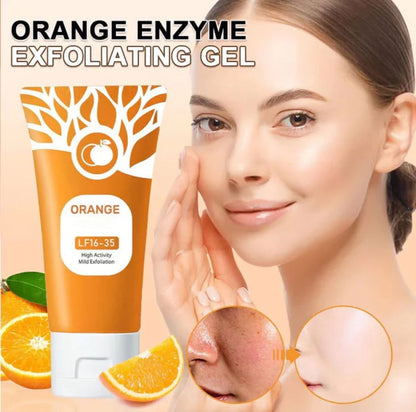 Orange Enzyme Brightening Exfoliating Gel for Face & Body Deep Cleansing & Daily Skin care routine Orange exfoliating Whitening gel Scrub for Face and Body