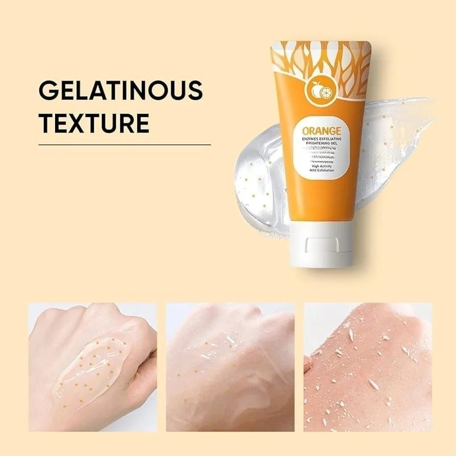 Orange Enzyme Brightening Exfoliating Gel for Face & Body Deep Cleansing & Daily Skin care routine Orange exfoliating Whitening gel Scrub for Face and Body