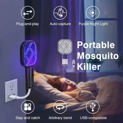 USB Mosquito Swatter Trap Electric Shock Mini Fly Bug Zapper UV Light Portable