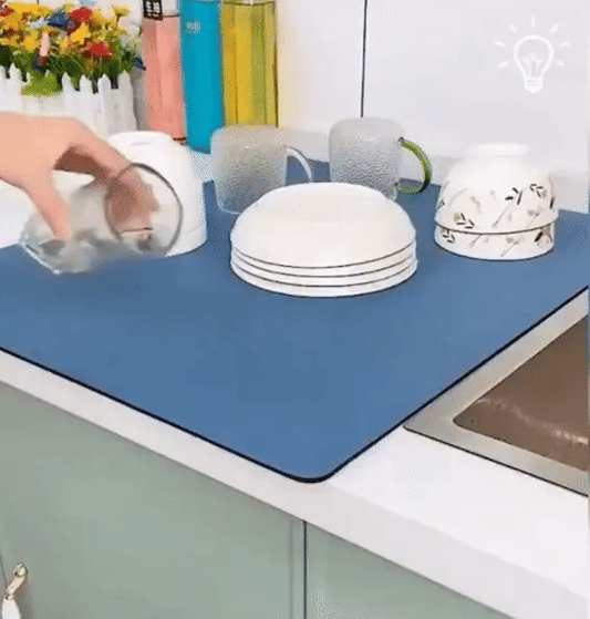 QUICK-Dish Drying Mat For Kitchen Counter Top